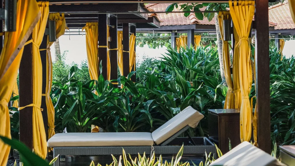 Ghế nằm thư giãn giữa vườn